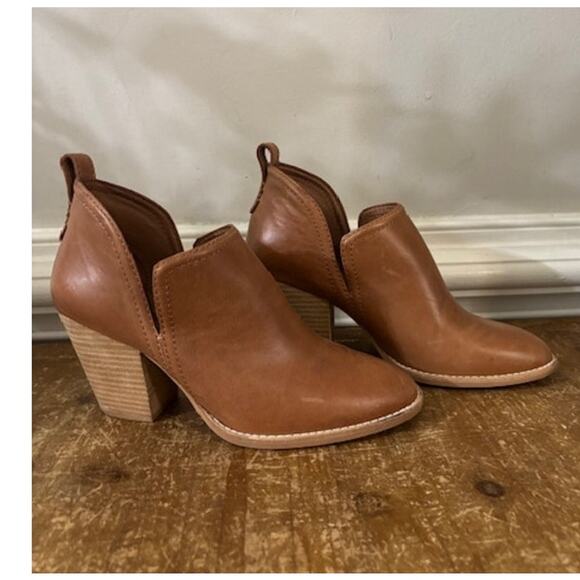 Jeffrey Campbell Rosalee Leather Slip On Boots Stacked Block Heel Booties Sz 8 - Picture 2 of 9